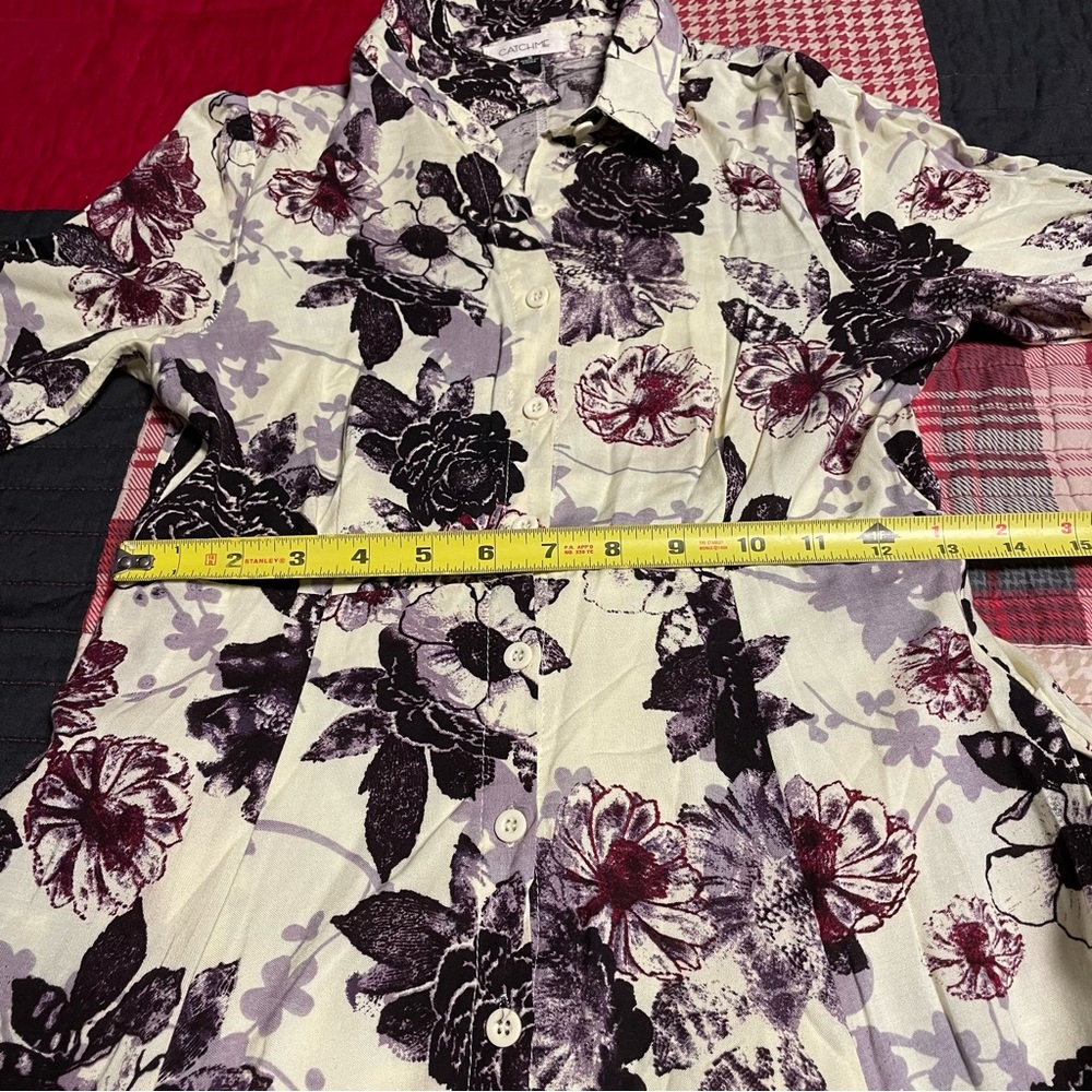 Women’s Cream Purple Floral Flower Long Maxi Dress Size Small - Picture 3 of 10